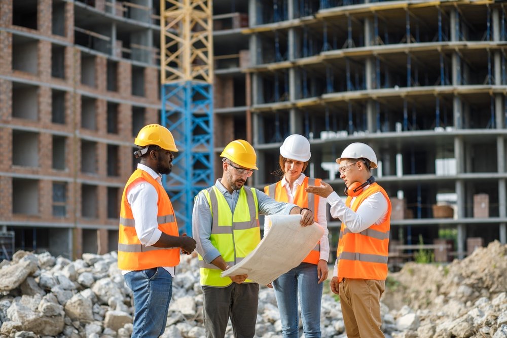 Caucasian,And,African,American,Males,And,Female,Builders,,Architector,And
